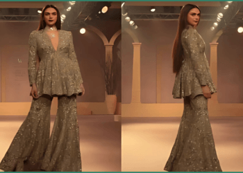 Aditi Rao Hydari Redefines Elegance in a Chic Brown Peplum Top and Sharara Set